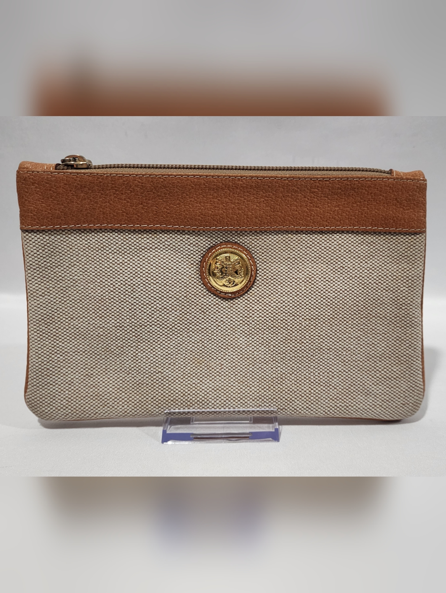 Authentic Vintage Fendi Canvas And Leather Makeup Pouch